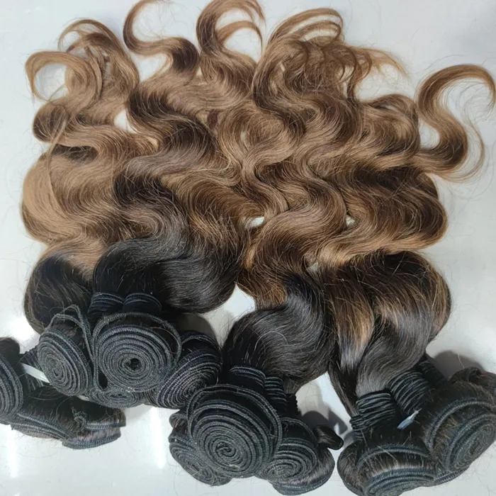 Letsfly livraison gratuite vendeur de cheveux brésiliens à bas prix deux tons couleur 27 33 bug remy cheveux humains pour les femmes africaines extension