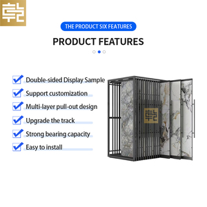 Trượt gốm Granite gạch đá hiển thị đứng kéo-trượt đá cẩm thạch khảm đẩy-kéo kim loại PVC <span class=keywords><strong>Panel</strong></span> tường kệ trưng bày - Product Image 3