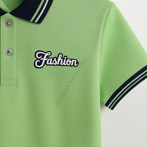 Vente en gros de t-shirts de golf anti-rides 100% coton tricotés avec poche en piqué à manches courtes pour enfants avec logo personnalisé - Product Image 3