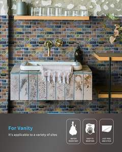 Azulejos Autoadhesivos de Mármol de 12x12 Pulgadas para Paredes - <span class=keywords><strong>Vinilo</strong></span> Impermeable para Protección Contra Salpicaduras en Encimeras de <span class=keywords><strong>Cocina</strong></span> y Fregaderos - Product Image 4