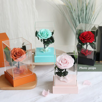 Boîte-cadeau en acrylique faite à la main Rose préservée pour la Saint-Valentin petite amie anniversaire Noël fête des mères Rose éternelle boîte-cadeau