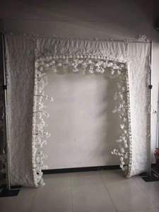 Arco de <span class=keywords><strong>Flores</strong></span> Cuadrado de 8 Pies para Boda, Fondo de Arco de Rosas Blancas, <span class=keywords><strong>Flores</strong></span> Artificiales de Seda para Decoración de Eventos de Boda - Product Image 2