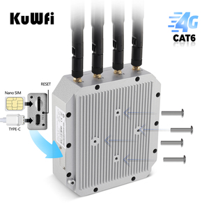 Cat6 Tốc Độ Kuwfi Wifi6 Gigabit Router Không Thấm Nước 4G + 1800Mbps 48V PoE IP67 Ngoài Trời 4G LTE Wifi Router Với Khe Cắm Thẻ Sim - Product Image 2