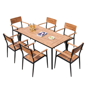 Ensemble de table et de chaises de jardin d'extérieur, 6 places, structure en aluminium, design moderne, résistant à l'eau, meubles de patio - Product Image 1