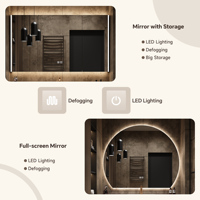 Luxe italien moderne, plan de travail en pierre intégré avec évier en céramique, miroir LED intelligent/armoire miroir