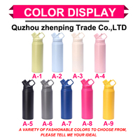 Bouteille de sport portable ZP avec logo personnalisé, 750 ml, couleur macaron, bouche inclinée, en acier inoxydable 304, thermos isolé sous vide
