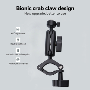 Support de fixation à pince 360° avec double rotule, filetage 1/4\", en alliage d'aluminium flexible, pour téléphone, caméra d'action, appareil photo reflex numérique, guidon de vélo, moto, GoPro - Product Image 5