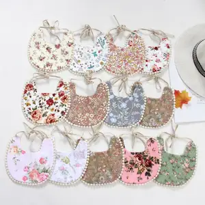 Brand New Infant Baby Girl Boy Bib Kid Toddler Dinner Feeding Tassel Doubleデッキ100% Cotton Linen Burp Cloths Salivaタオル