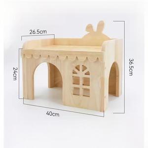 Yaratıcı katı ahşap tavşan kale yatak küçük evcil saklanma oynamak için Hideaway yuva kertenkele sarkık kulaklı tavşan ek - Product Image 3