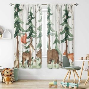 Tende per <span class=keywords><strong>Cameretta</strong></span> con Animali della Foresta, Tema Orso e Fauna Selvatica, Decorazioni per Finestre per Bambini, Soggiorno e Camera da Letto - Product Image 1
