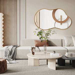 Espejo de Pared con Marco Metálico, Espejo de Pared de Lujo, Espejo Decorativo Colgante con Forma - Product Image 1