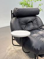 Canapé-lit une place au design moderne et luxueux avec rembourrage en éponge confortable, hauteur réglable, cuir véritable