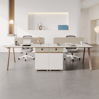 Bureau de travail modulaire moderne avec écran de séparation et armoire latérale verrouillable pour le bureau