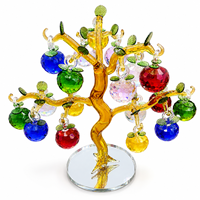 Ornement de Noël pliable en verre cristal fait main, motif sapin, boules colorées suspendues, base miroir pour banquets, centres commerciaux et décoration intérieure