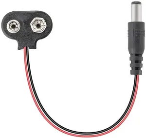 Kabel Daya Steker 5.5Mm/2.1Mm, Konektor Klip Jepret Baterai 9V Ke DC Male