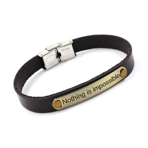LOGO incisione Laser <span class=keywords><strong>niente</strong></span> è impossibile bracciale in pelle per gli uomini - Product Image 6