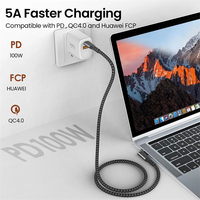Kabel USB C 3.2 Gen 2 Tipe C ke USB C 20Gbps 4K 60HZ Video VR Kabel Data 5A 100W PD Pengisian Cepat untuk Laptop Macbook Pro iPad