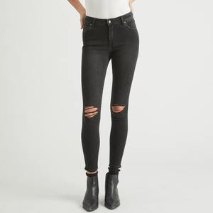 Jeans en coton pour femmes, taille mi-haute, coupe droite, design personnalisé, décontracté, grande taille, hiver - Product Image 1
