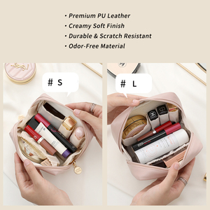 Petit sac de maquillage en vrac en stock prêt Mini <span class=keywords><strong>pochette</strong></span> à cosmétiques en cuir PU avec compartiments Organisateur portable étanche pour voyage à la maison - Product Image 2