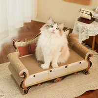 Griffoir pour chat en forme de canapé vintage européen, lit pour chat en carton ondulé, résistant à l'usure, pour chats d'intérieur