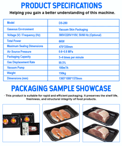 Machine d'emballage sous vide sous film pour plats préparés, fruits de mer, poisson, crevettes, <span class=keywords><strong>prix</strong></span> usine, machine de scellage sous vide sous film pour barquettes de plats préparés - Product Image 3