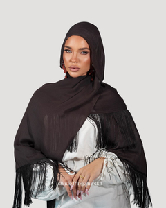 Hijab Modal con Flecos <span class=keywords><strong>Klay</strong></span> the Label, Hijab Modal de Primera Calidad al por Mayor, Pañuelo para la Cabeza Personalizado con Flecos - Product Image 1