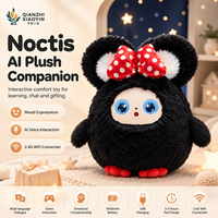 Peluche Ours Noir AI avec Oreilles, Nœud à Pois, Vibration, Capteur Tactile, Clonage Vocal, 50+ Langues, Yeux LED, Graffiti, APP, 1000mAh