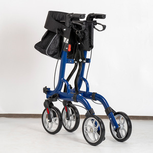 Déambulateur pour personnes âgées en alliage d'aluminium, 4 roues, frein à disque, pliable, avec siège et sac pour usage extérieur - Product Image 2