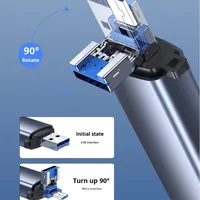 Lector de Tarjetas SDTF Multifunción USB, Transferencia de Datos de Computadora a Teléfono Móvil, Lector de Tarjetas Android Tipo-C Dos en Uno, Adaptador OTG Externo de Aluminio
