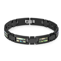 POYA-Bracelet en céramique noir pour hommes, 10mm, avec incrustation de coquille d'ormeau, en tungstène, prêt à être expédié