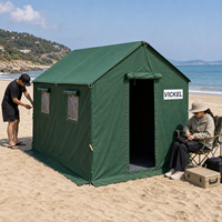 Tente de camping robuste 2m x 3m en toile avec structure en acier, imperméable, pour l'été, le glamping et le safari, avec fenêtre et porte, pour 8 à 12 personnes