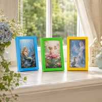 Cadre photo carré en PVC plastique personnalisé bleu vert jaune, durable, léger, pour table ou mur, décoration intérieure, salon