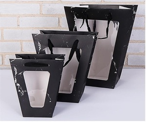 Bolsas de Regalo Portátiles con Ventana Transparente, de Papel, Reciclables, Personalizables, para Regalos Florales, Velas para Bodas y Fiestas - Product Image 3