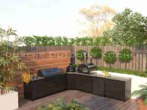 Dorene 2025: Conjunto de Cocina Modular Prefabricada de Lujo para Exteriores con Puerta de Vidrio, Parrilla Integrada y Refrigerador para Jardín - Product Image 4