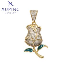 XUPING perhiasan grosir jumlah besar 14K warna emas, perhiasan liontin mawar lapis modis elegan untuk wanita - Product Image 1