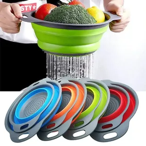 Panier égouttoir pliable en silicone pour fruits et légumes, passoire pliable, écologique, lavage à la main uniquement, cuisine - Product Image 1