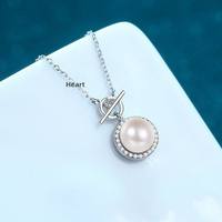Collier Pendentif en Argent Sterling S925 avec Perle d'Eau Douce et Moissanite en Forme de T pour Femme, Idéal pour Mariage et Fêtes
