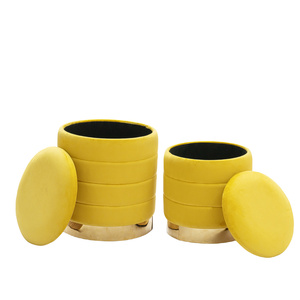 Bailey <span class=keywords><strong>Tabouret</strong></span> personnalisé Ottoman <span class=keywords><strong>de</strong></span> rangement rond Repose-pieds Chaise Ottoman en velours <span class=keywords><strong>Lot</strong></span> <span class=keywords><strong>de</strong></span> <span class=keywords><strong>2</strong></span> - Product Image 4
