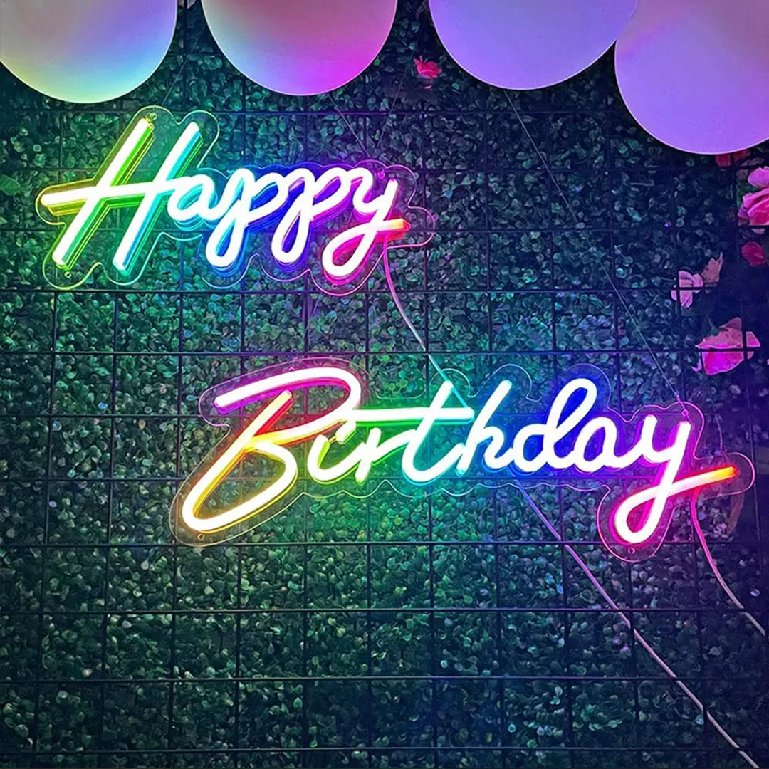 Free Design Happy Birthday Dream Color Neon Sign 5V Addressable Custom Letter Pattern for Home Wedding Party Wall Decor