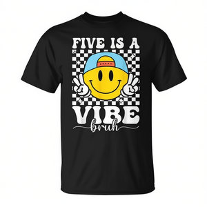 Camiseta de cumpleaños Five Is A Vibe para niños y niñas de 5 años, diseño moderno - Product Image 2