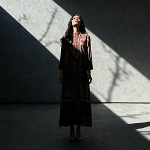 Abaya de Poliéster con Estampado Plisado para Mujeres Musulmanas, Vestido Elegante de Lujo, Diseño Personalizado - Product Image 4