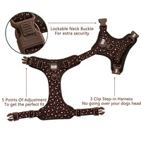 Harnais pour chien personnalisé OEM en néoprène respirant, anti-traction, réglable, à libération rapide, motif léopard