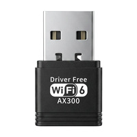 Tarjeta de Red Inalámbrica USB Mini WiFi6 AX300 Externa de Alta Calidad, Sin Controladores, para Adaptador WiFi de Escritorio, en Stock