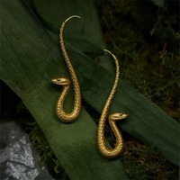 Boucles d'oreilles pour femmes en alliage de zinc, style européen et américain, personnalisées, design Serpent du Zodiaque, plaqué or, style exagéré