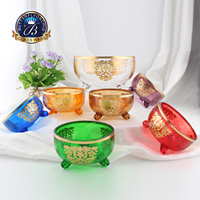 Nouvel ensemble de bols de service islamiques arabes de luxe 2026 – 1 grand, 6 petits et 6 bols de service décorés de couleurs variées pour le Ramadan et la table familiale (vente en gros)