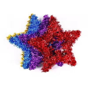 Guirlande <span class=keywords><strong>de</strong></span> Noël en paillettes <span class=keywords><strong>de</strong></span> 14 pouces, guirlande en paillettes en forme d'étoile pour porte d'entrée, décoration <span class=keywords><strong>de</strong></span> porte - Product Image 1