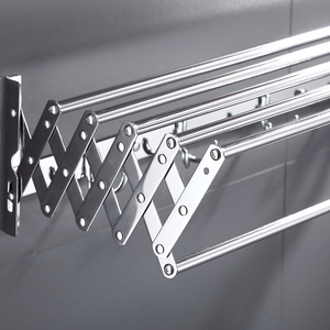 Porte-serviettes mural pliable 35 cm en acier inoxydable finition brossée 4 barres Égouttoir de salle de bain Design minimaliste - Product Image 5