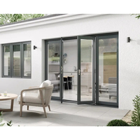 Porte double en aluminium à battants en verre trempé moderne et luxueuse avec isolation thermique pour usage extérieur/intérieur