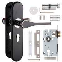 Juego de Manijas de Puerta Modernas de Lujo, 5, 8 o 10 Piezas, Acabado Negro Mate, para Puertas de Madera, con Cerraduras de Privacidad para Interiores y Exteriores