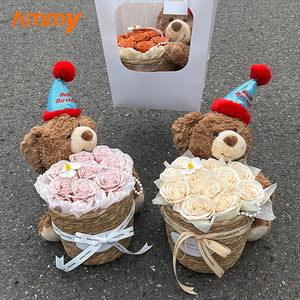 AM-SPC110 Ammy 11 <span class=keywords><strong>savon</strong></span> Rose fleur ours en peluche Bouquet éveil Rose <span class=keywords><strong>mariage</strong></span> fleurs décoration pour l'obtention du diplôme nouvel an mère - Product Image 4